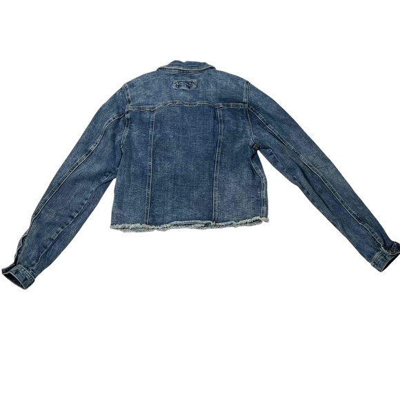 Maurices Women's Long Sleeve Grunge Distressed Button Up Y2K Denim Jacket M - Picture 2 of 6
